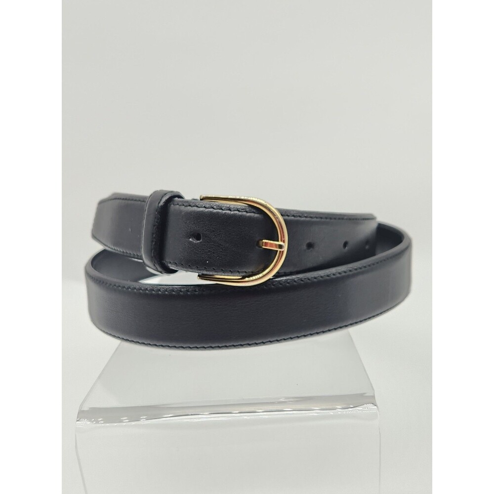 Maus & Hoffman Size 40 Black Leather Dress Belt Made In Italy